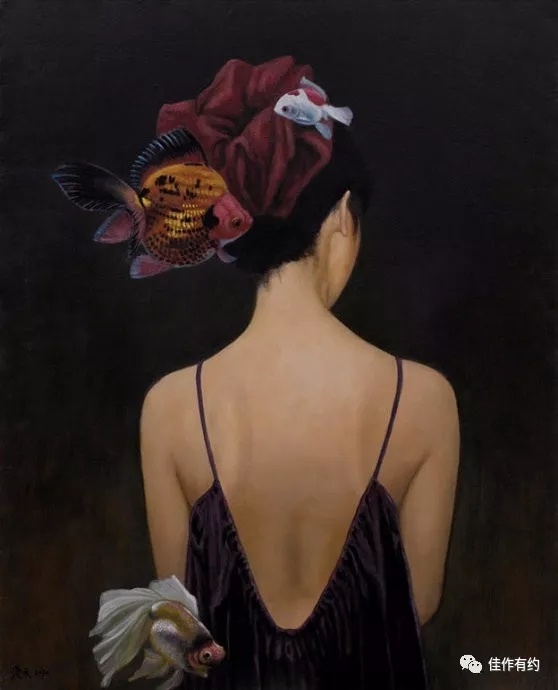 陈漫天的金鱼美女油画作品_三品时尚国际